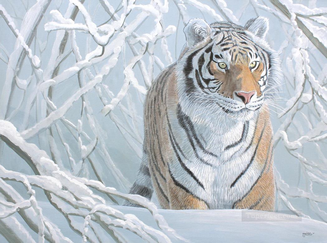 虎の雪油絵